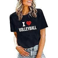 XJYIOEWT Button Down Shirts for Women for Wedding T Shirts Women Volleyball Shirts Volleyball Team Tee Tops Volleyball