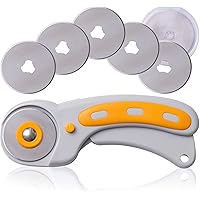 W.A. Portman Fabric Rotary Cutter with 5 Blades- 45mm Rolling Cutter with Safety Lock - Fabric Roller Cutter - Rotary Fabric Cutter Wheel - Fabric Cutting Wheel - Rotary Cutter For Fabric