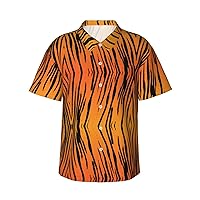 Tiger Stripe Men's Casual Button-Down Hawaiian Shirts â€“ Funky Tropical Summer Outfits â€“ Retro Printed Beach Wear for Men