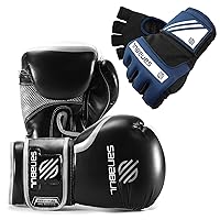 Sanabul Gel Boxing Gloves (Black/Metallic Silver, 16oz) and Hand Wraps (Navy/White, S/M) | Pro-Tested Gear for Men and Women | Perfect for MMA, Muay Thai, Kickboxing, and Heavy Bag Work
