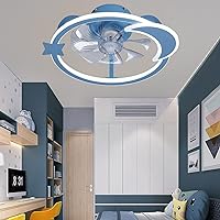 Led 85W Bedroom Ceiling Fan Light Stepless Dimming,Smart Ceiling Fans with Lights and Remote/App Control,Silent Fan Ceilingps,Kids Fan Lighting Adjustable 6-Speed Wind/Blue/I