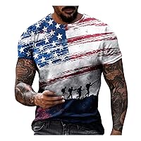 Graphic Tees Mens Tshirts Big and Tall Flag Print T-Shirt Vintage 3D Printed Tactical Shirt Patriotic Shirts