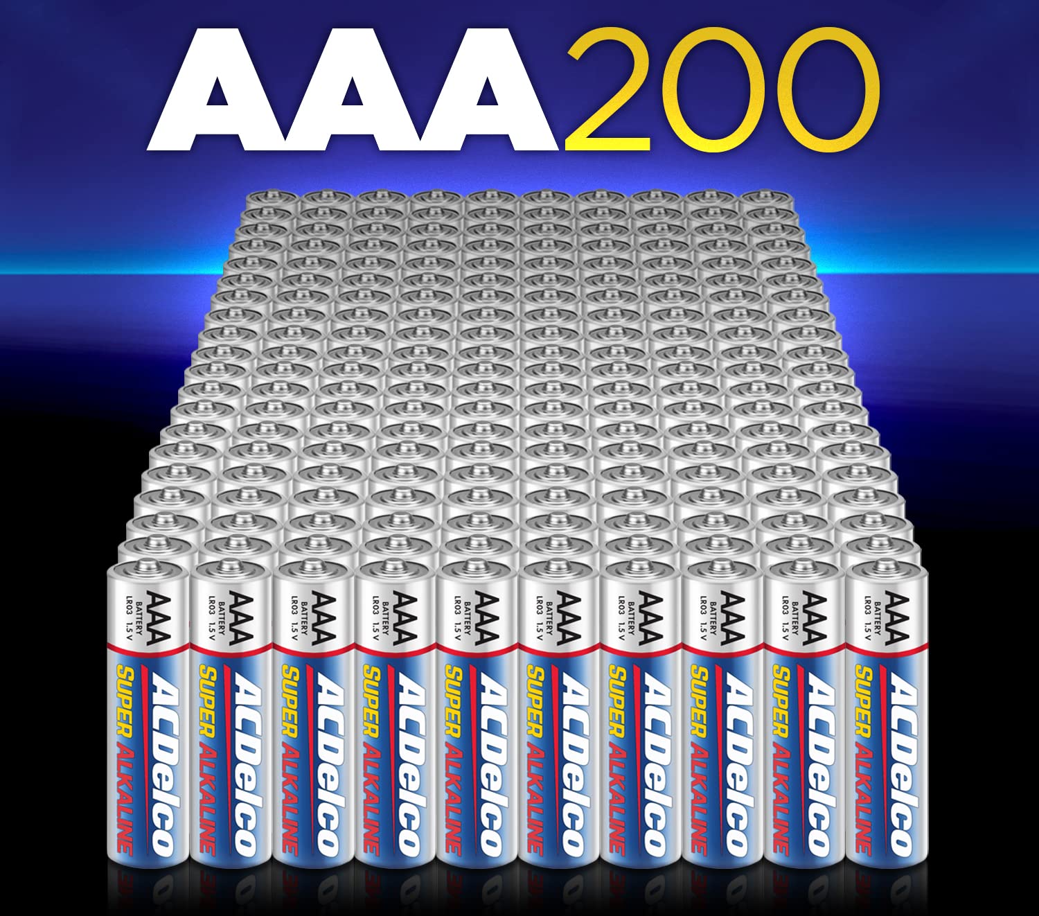 ACDelco AAA Batteries, Maximum Power Super Alkaline Battery, 10-Year Shelf Life, Reclosable Packaging, 200 Count