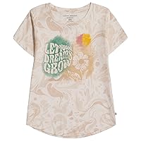 Girls' Short Sleeve Graphic T-Shirt, Tagless Cotton Tee with Fun Designs, Antique White Grow, 45274
