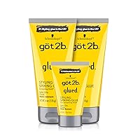 Got2B Glued Styling Spiking Hair Gel 2 - 6 oz tubes + 1 Travel 1.25 oz tube