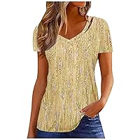 V Neck Shirts for Women, Womens Summer Tops Dressy Casual Tunic 2024 Fashion Short Sleeve Blouses Loose Fit Tees