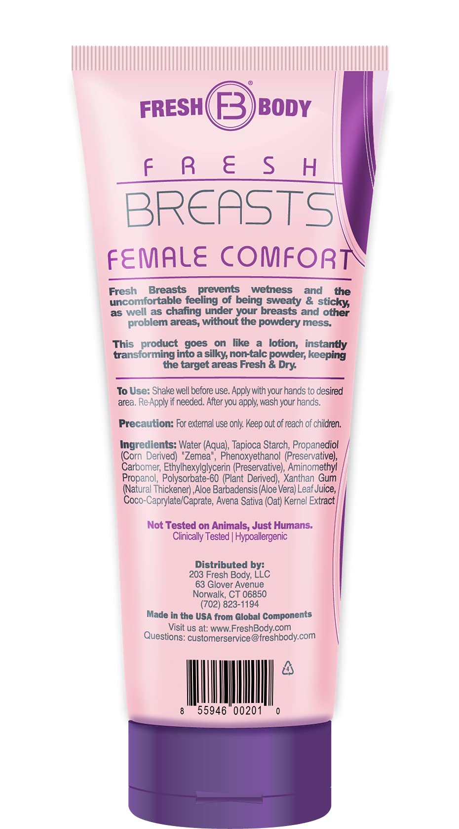 Fresh Body FB Fresh Breasts Anti Chafing Deodorant Lotion for Women, 3.4 Fl Oz (2 Pack)