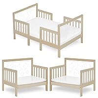 Star 3 in 1 Convertible Toddler Bed in Vanilla Oak, Converts to Chair&Table, Non-Toxic Finish, JPMA Certified, Made of Durable & Sustainable Pinewood