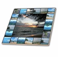 3dRose ct_32634_3 Hawaii Sunset Collage Travel Photography Tropical-Ceramic Tile, 8-Inch