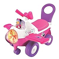 Kiddieland Disney Animated Lights: Minnie Mouse Activity Plane Kids Interactive Push Toy Car, Foot to Floor, Toddlers, Ages 12-36 Months, Large
