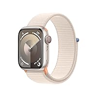Apple Watch Series 9 [GPS + Cellular 41mm] Smartwatch with Starlight Aluminum Case with Starlight Sport Loop. Fitness Tracker, ECG Apps, Always-On Retina Display, Carbon Neutral