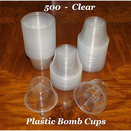 Clear Disposable Plastic Power Bomber Shot Cups or Bomb Glasses