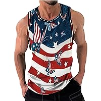 Independence Day Tank Top for Men American Flag Print Sleeveless Mucle Tee Patriotic Top
