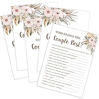 Boho Bridal Shower Decorations,Who Knows The Couple Best Bridal Shower Game,Love Is In Bloom Bridal Shower,Bridal Shower Gift Ideas,Cute Shower Game,Bachelorette Games for Parties,30 Game Card Sets,N7