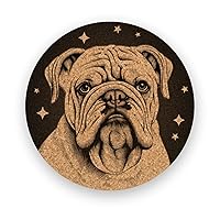 English Bulldog, Coasters Gift, Set of 6, Cork Coasters with Holder, Absorbent Coasters for Dog Lovers, Personalized Drink Coasters - CA006