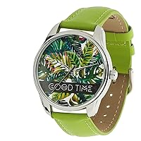 ZIZ Good Time Green Watch Unisex Wrist Watch, Quartz Analog Watch with Leather Band