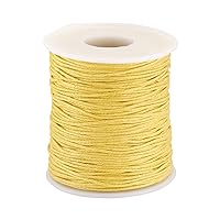 100 Yards Waxed Cotton Round Cord Threads Gold Braided Beading Cord Strings Bracelet Necklace Wire 1mm(0.04 inch) with Spool for DIY Sewing Jewelry Crafts Making Macrame Supplies