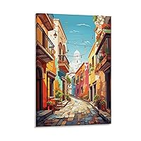 Streets Of Mexico Art Painting Mexican Town Mexico Wall Art Mexican Decor Prints Mexico Home Decor Mexican Street Canvas Prints Poster Decorative Painting Canvas Wall Art Living Room Posters Bedr