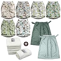 Mama Koala 2.0 Baby Cloth Diapers with 6 Inserts Bundle(Dino Roar), with 2 Pack Reusable and Washable Waterproof Pail Liners