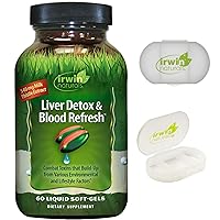 Liver Detox & Blood Refresh (60 Liquid Softgels) Powerful Herbal Whole Body Cleanse & Detox Supplement with Milk Thistle, Dandelion - Antioxidant Support - Bundle with Pill Case