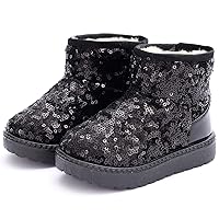 DADAWEN Boy's Girl's Warm Winter Sequin Waterpoof Outdoor Snow Boots