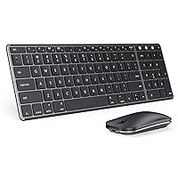 Wireless Bluetooth Keyboard and Mouse for Mac, Multi-Device Rechargeable Slim Keyboard and Mouse Stainless Steel Full Size, Compatible with MacBook Pro/Air, iPad, iMac - Space Gray
