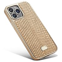 Ultra Thin Case for iPhone 14 Pro Max/14 Pro/14 Plus/14, Electroplated Genuine Leather Case Screen Camera Protection Shockproof Cover,Gold,14 6.1''