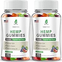Hemp Gummies 2 Packs - 100% Natural Organic Hemp Gummy Extra Strength High Potency with Pure Hemp Oil Extract Vegan Edible Bear Candy Made in US