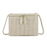 Oweisong Summer Straw Purses for Women 2024 Trendy Woven Crossbody Bags Spring Box Basket Shoulder Purses for Vacation Beach