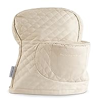 KITCHENAID Fitted Tilt-Head Solid Stand Mixer Cover with Storage Pocket, Quilted 100% Cotton, Milkshake, 14.4