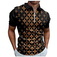 Golf Shirts for Men,Polo 3D Printed Short Sleeve Plus Size Shirt Summer Fashion Zipper Casual Top Tees Blouse