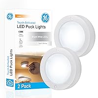 Wireless LED Puck Lights, Battery Operated, 20 Lumens, Touch Light, Tap Light, Stick on Lights, Under Cabinet Light, Ideal for Kitchen Cabinets, Closets, Garage 2 Pack, 25434