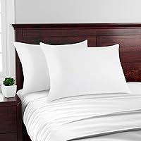 Down Alternative 100% Cotton Jumbo Bed Pillows for Back, Stomach or Side Sleepers (2 Pack), White (Medium/Firm)