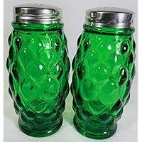 Salt & Pepper Shaker Set - Elizabeth Pattern - Mosser Glass - American Made (Hunter Green)