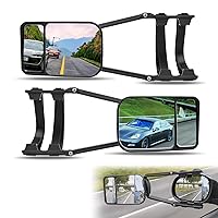 2 PCS Traction Car Rear View Mirror, 360 Degree Rotation Towing Mirror, Adjustable Dual View, Universal Tow Mirrors, for Car Truck (Black)