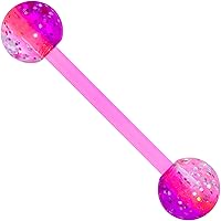 Body Candy 14G Color UV Glow Ball Flexible Acrylic Barbell Tongue Ring Body Piercing Jewelry 5/8”