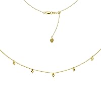 5 Dangle Diamond Cut Beads Choker Yellow Gold Necklace, 16