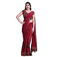 Indian Fancy Embellished BLouse One Minute Saree & Waist Belt Ready To Wear Sari 2528