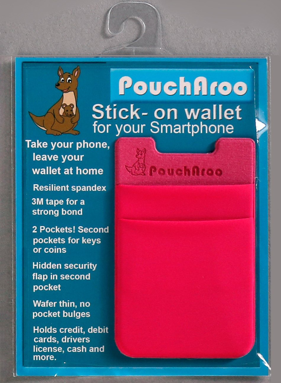 Dreamtex Home Poucharoo Stick-On Wallet for Smartphone (1 Pack), Hot Pink