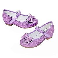 Stelle Girls Dress Shoes Toddler Princess Shoes Glitter Flower Little Girl Flats Mary Jane Low Heels for Party Wedding