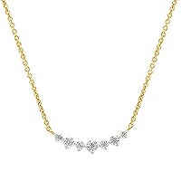 1/6 ct. T.W. Lab Grown Diamond (SI1-SI2 Clarity, F-G Color) and 14K Yellow Gold Plating Over Sterling Silver Graduated Stone Necklace with an 18 Inch Spring Ring Clasp Cable Chain