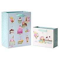 Papyrus Gift Bags - Designed by Bella Pilar (Desserts) for Birthdays, Bridal Showers, Baby Showers and All Occasions (2 Bags, 1 Large 13