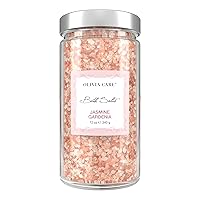 Olivia Care Pink Himalayan Bath Salts Exfoliate, Heal, Rejuvenate, Cleansing & Soothes Skin | Made with Natural Ingredients. Fresh Fragrance - 12 OZ (Jasmine Gardenia, 1 Pack)