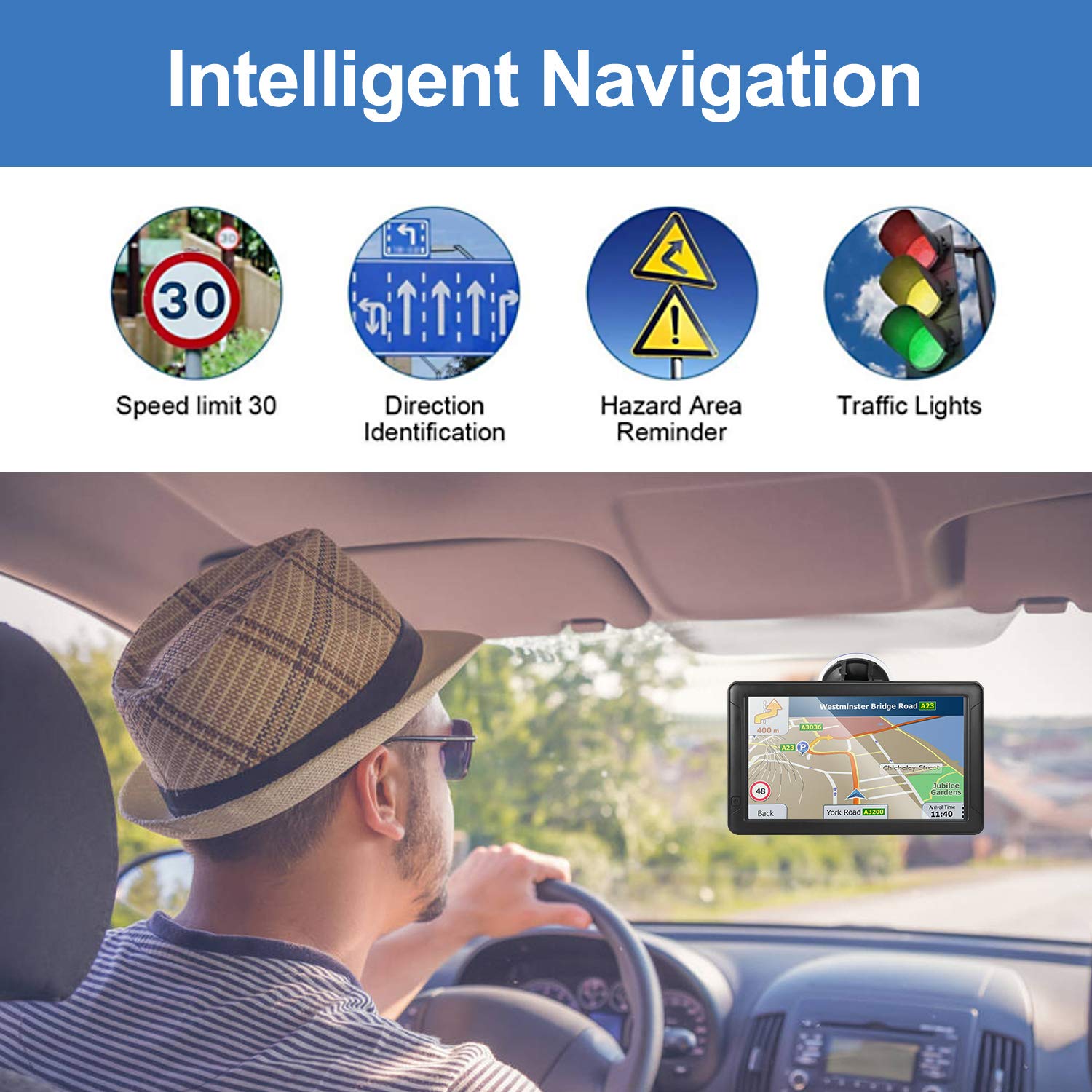 GPS Navigation for Cars and Trucks, 9-inch car GPS Navigator, high-Definition Touch Screen and Voice Reminders, The Latest map Navigation in 2023
