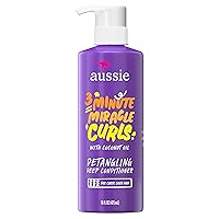 Aussie 3 Minute Miracle Curls Detangling Deep Conditioner Treatment with Coconut Oil, 16 Fl Oz, Paraben and Sulfate Free