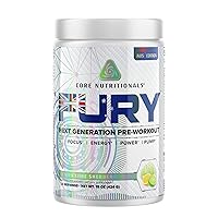 Core Nutritionals Fury Platinum Pre Workout Intensifier with 375mg Caffeine, 5G Creatine Monohydrate, 6G L-Citruline for Maximum Pump, Power, Focus and Energy, 20 Servings, Lemon Lime Sherbert