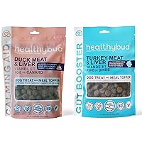 healthybud Soft Chew Dog Treats and Food Toppers 4.6oz (Turkey Gut Support, Duck Calming Aid)