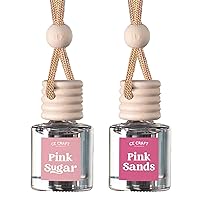 CE Craft Pink Sugar + Pink Sands Car Air Hanging Fragrance Oil Diffuser, Car Air Freshener Diffuser for Essential Oils, Scents Fragrance Aromatherapy Automobile Diffuser 2 Pack