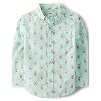 Gymboree,and Toddler Long Sleeve Button Up Shirts,Blue Coral,4T