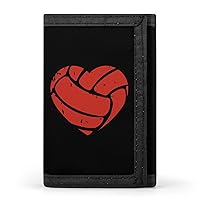 Volleyball Heart Casual Credit Card Holder Purses Wallet for Men Women Slim Coin Pouch with Key Ring